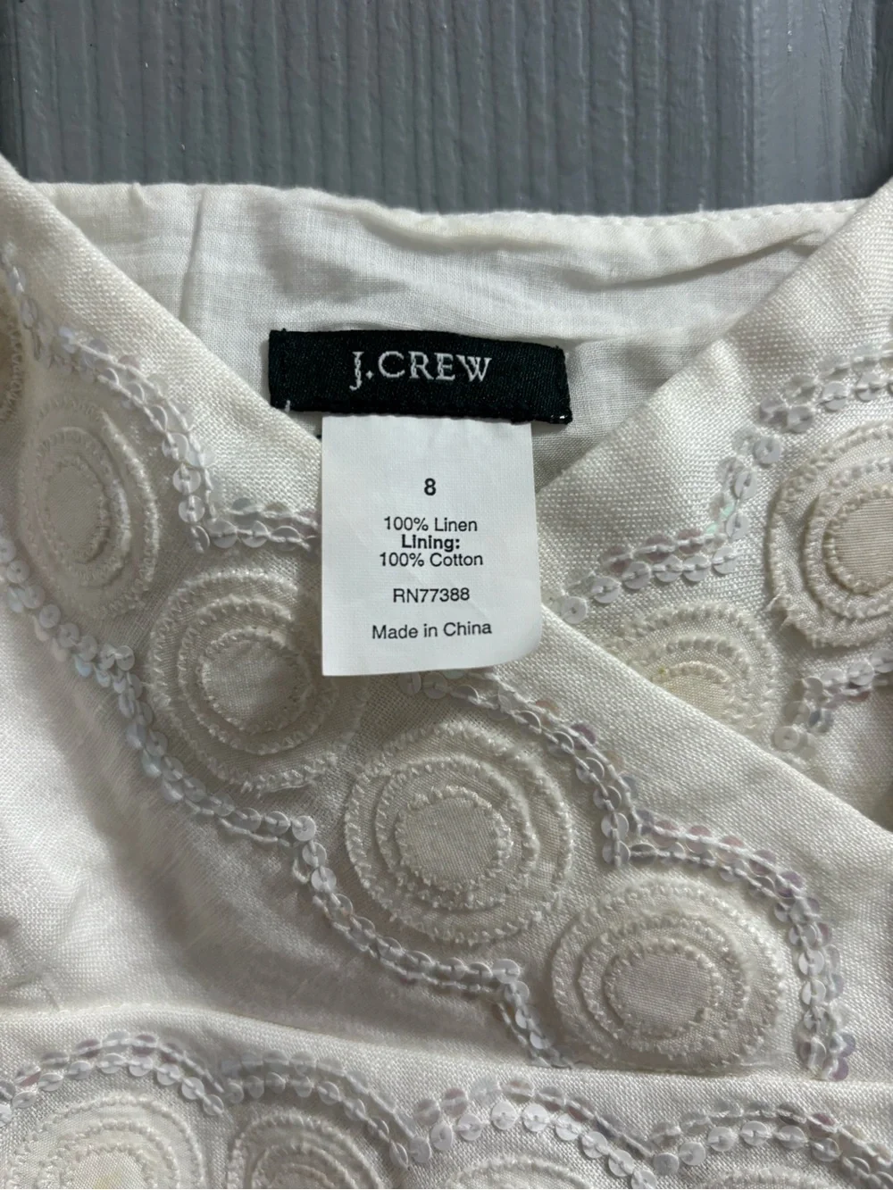 J. Crew Cream Linen-Blend Embroidered Spaghetti Strap Camisole